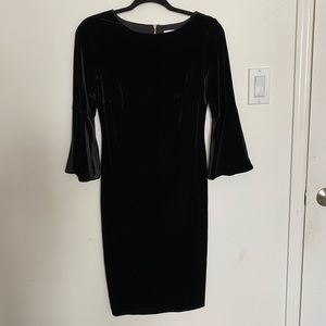 Calvin Klein velour dress with bell sleeves